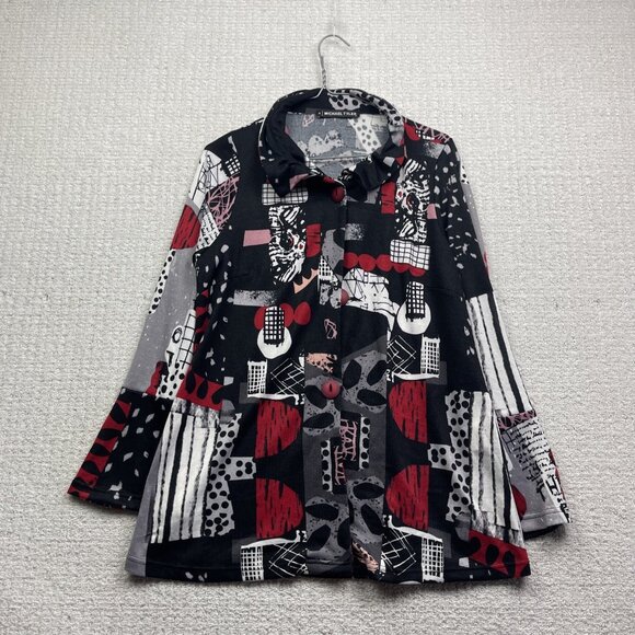 VTG Michael Tyler Top Blouse Tunic Womens Black Artsy Long Sleeve Size S - Picture 1 of 13